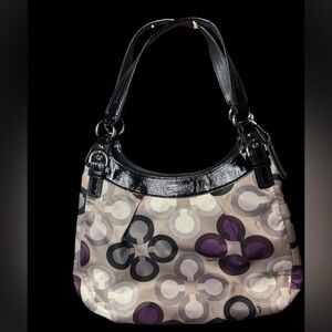 RARE Coach Sateen Signature Hobo Bag - Black and Purple